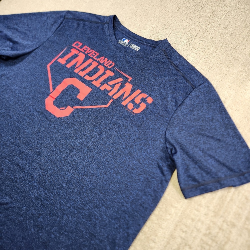 Cleveland Indians Shirt Men 2XL Tx3 Cool Heather Blue Performance Quick Dry MLB‎